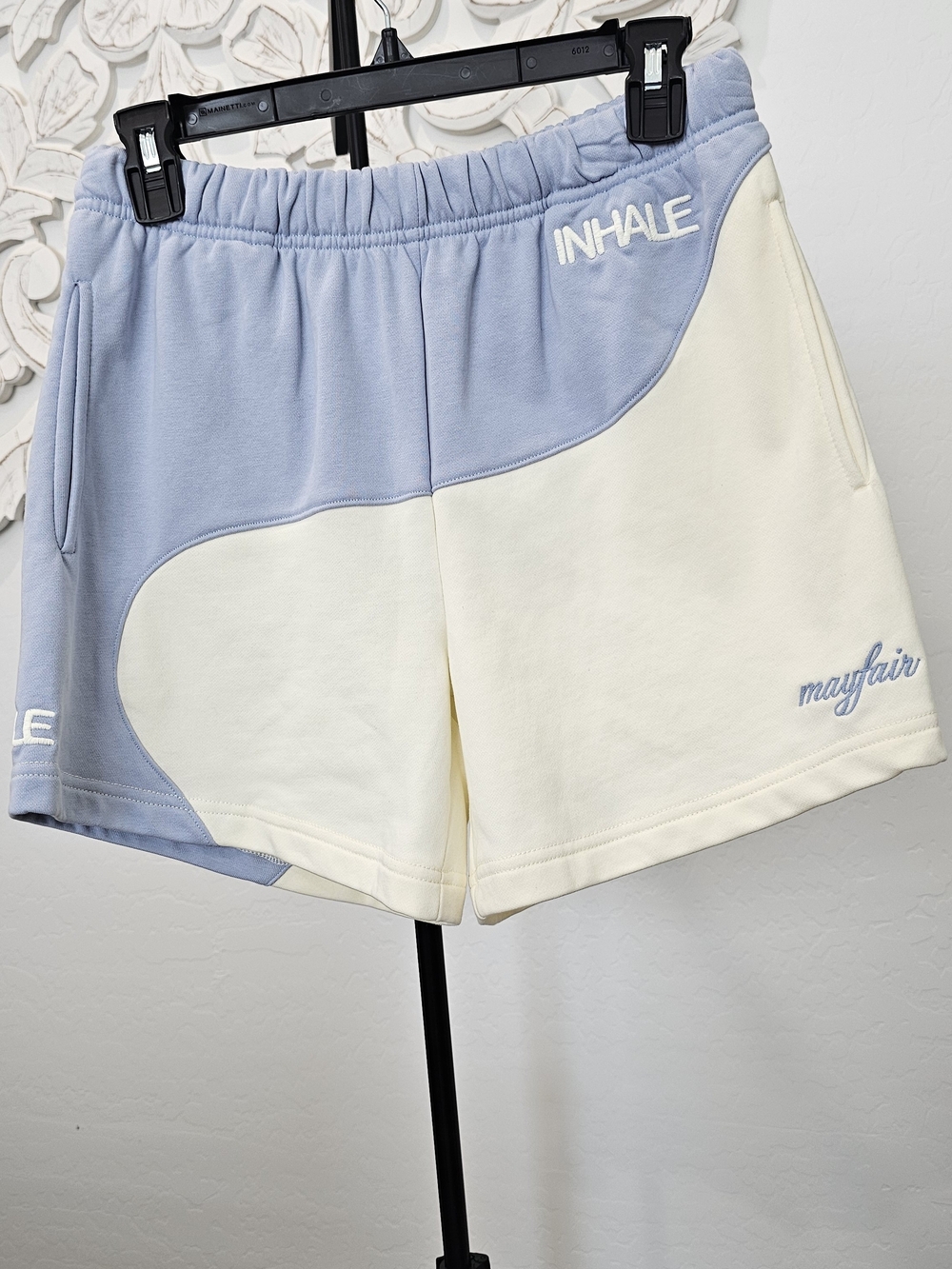 Mayfair Cream & Light Blue 'Inhale' Hoodie & Short Set Women's Sz X-Small NWT - Picture 7 of 13